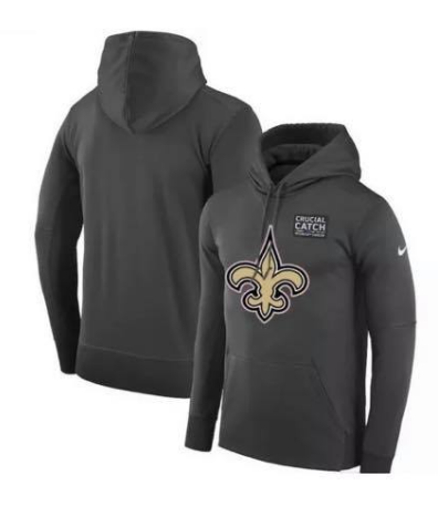 Men's New Orleans Saints 2019 Anthracite Crucial Catch Performa Hoodie